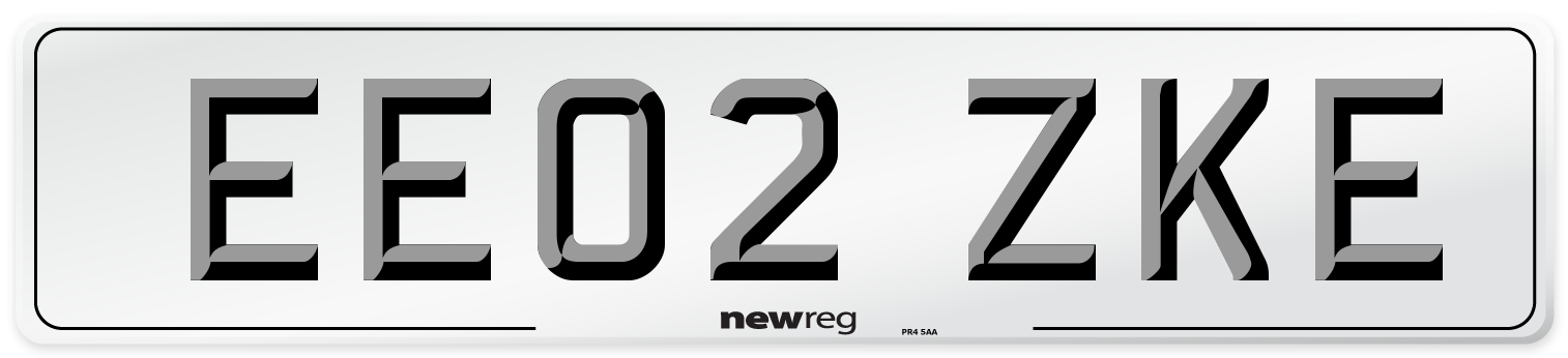 EE02 ZKE Number Plate from New Reg